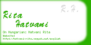 rita hatvani business card